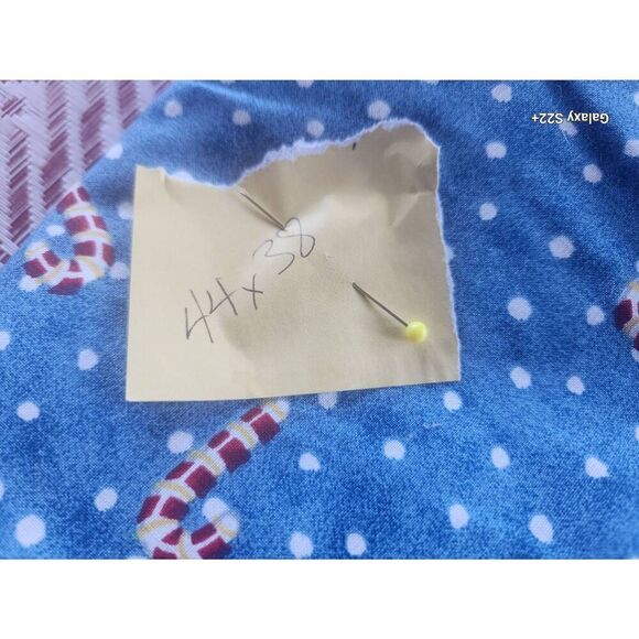 Three blue, red, and green candy cane and evergreen tree fabrics - Picture 7 of 9